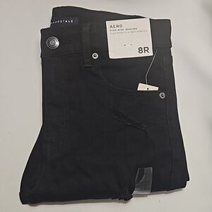 Aeropostale NWT Black Jeans, Size 8R, Distressed, high rise